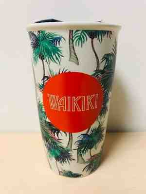 NEW STARBUCKS HAWAII RED DOT WAIKIKI TRAVEL TUMBLER WITH PALM TREES  - Sold on eBay Feb, 7th 2019 for $50.99
