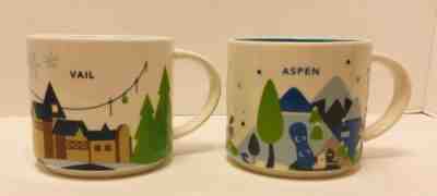 2x NEW 2013 Starbucks You Are Here ASPEN & VAIL Mug (coffee cup LOT) CO Colorado - Sold on eBay Jan, 17th 2019 for $35.00