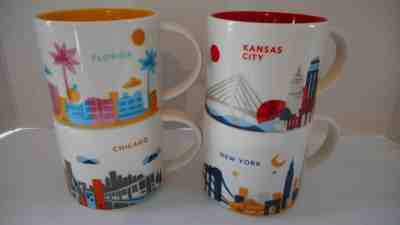 Starbucks YOU ARE HERE MUG Set Of 4/Chicago,New York, Kansas City, Florida - Sold on eBay Feb, 8th 2019 for $30.00
