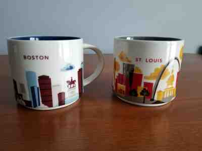 2 X Starbucks Coffee Mug Cup ~ ST. LOUIS You Are Here Collection 2013 BOSTON - Sold on eBay Jan, 25th 2019 for $14.99