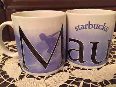 Lot of 2~ STARBUCKS MAUI City Mug Collector Series  SURFER Hawaii Cup 2005  EUC - Sold on eBay Dec, 9th 2018 for $14.99