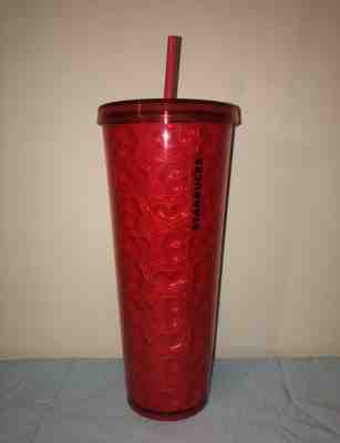 NEW!! Starbucks 2019 Limited Edition Red Hearts Valentines Cup Tumbler 24oz - Sold on eBay Feb, 6th 2019 for $22.00