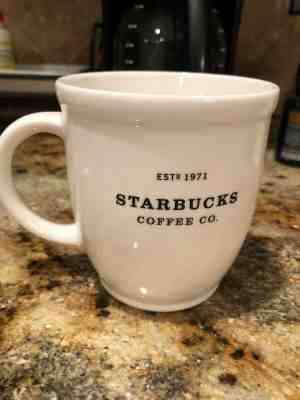 2007 Starbucks Coffee Mug Cup Barista Abbey White Black 18 oz  Estd 1971 Large - Sold on eBay Feb, 12th 2019 for $19.95
