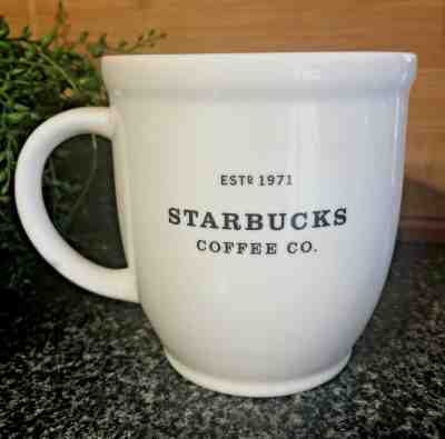 Starbucks Coffee Mug Cup Barista Abbey White Black 18 oz  Estd 1971 Large - Sold on eBay Feb, 12th 2019 for $18.00