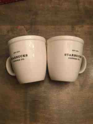 2 Starbucks Barista Mug 2001 Abbey Mug 18 oz Rolled White Rim Est 1971 Retired! - Sold on eBay Feb, 9th 2019 for $35.96