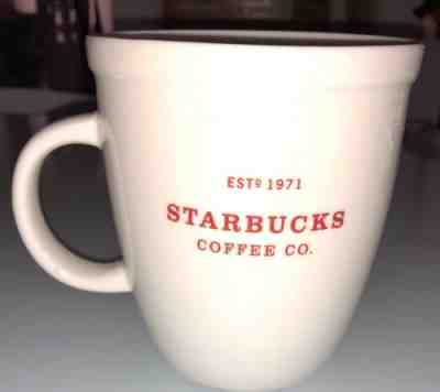 Starbucks 2007 Holiday Christmas White Abbey Coffee Mug Cup Red Letter 18oz 1971 - Sold on eBay Feb, 8th 2019 for $6.99