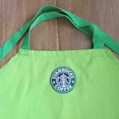 Starbuck coffee apron pockets lemon green bib adult used mermaid siren logo 1992 - Sold on eBay Jan, 5th 2019 for $9.99