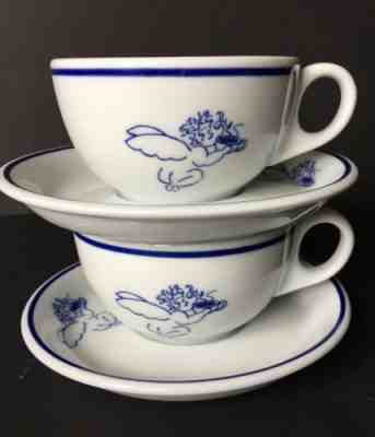 TWO Starbucks 1994 Blue Cherub Angel Coffee Tea Cup & Saucer Set Rosanna Imports - Sold on eBay Jan, 20th 2019 for $19.99