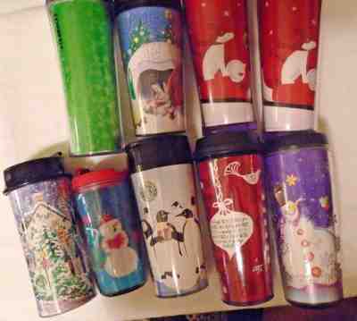 9 Starbucks Travel Tumblers French Press 1996, 1997, 2000 FP, 2001 2004, 2009 - Sold on eBay Jan, 21st 2019 for $9.99