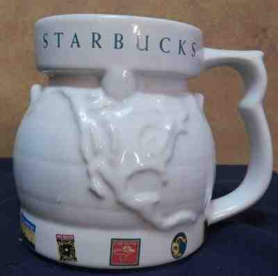 STARBUCKS Vintage 1997 Globe World White Ceramic Coffee Travel Mug - Sold on eBay Jan, 31st 2019 for $5.75