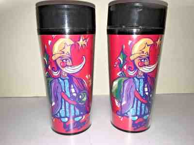 Set of 2 Starbucks thermal coffee mug cup Holiday 1997 Christmas red travel 16oz - Sold on eBay Dec, 26th 2018 for $9.99