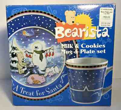 2000 Starbucks Bearista Plate & Mug Set Milk & Cookies For Santa - Sold on eBay Feb, 12th 2019 for $9.99