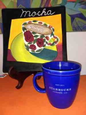 STARBUCKS 2001 BARISTA Abbey COBALT Blue 16oz Mug Large Cup FREE SHIPPING VGC - Sold on eBay Feb, 12th 2019 for $24.98