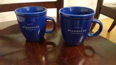 Starbucks Blue Barista Abbey Coffee Mug 16 Oz 2001 Cobalt Blue Cup Mug. 2 EACH - Sold on eBay Feb, 9th 2019 for $45.99