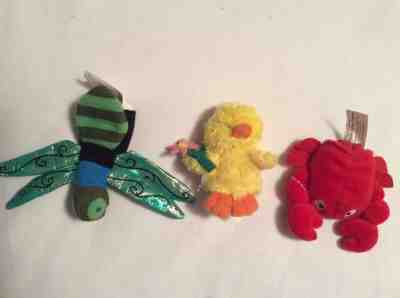 3 Starbucks Finger Puppets 2001-2003 Dragonfly, Chick, Crab - Sold on eBay Feb, 9th 2019 for $8.00