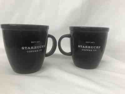 EUC Lot of 2 STARBUCKS 2002 Black Chubby 18 oz. Barista Collection Mugs - Sold on eBay Feb, 13th 2019 for $24.95