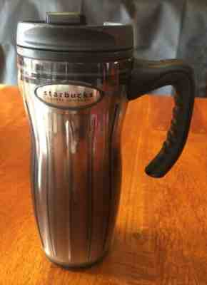 STARBUCKS 2002 Barista Silver Chrome 16oz Travel Mug Tumbler with Handle - Sold on eBay Feb, 10th 2019 for $9.00