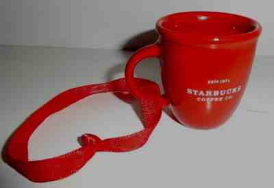 Rare Starbucks Coffee 2002 Red Abbey Mug Christmas Holiday Ornament 2" - Sold on eBay Feb, 9th 2019 for $10.00
