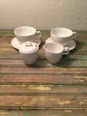 Starbucks Sugar Bowl & Creamer 2 Cups & Saucers At Home Collection, Ceramic 2004 - Sold on eBay Feb, 12th 2019 for $30.00