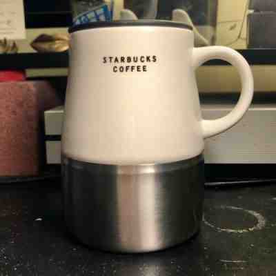 Starbucks Coffee Mug Cup Metal Bottom Ceramic Top Weighted 2004 14 oz Non Skid - Sold on eBay Feb, 12th 2019 for $9.99