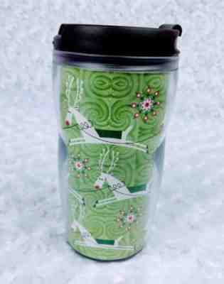 Starbucks Christmas Reindeer Tumbler Small 8 Oz Holiday Travel Mug Green 2004 - Sold on eBay Feb, 11th 2019 for $10.75