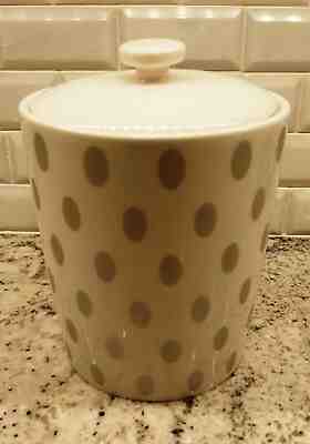 STARBUCKS WHITE w/ SILVER OVAL POLKA DOTS CANISTER 1lb 2005 Rare - EUC - Sold on eBay Feb, 14th 2019 for $18.97
