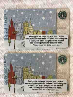 Starbucks Card 6023 - 2005 CHRISTMAS SKATING Set of 2 - Pin Intact - Sold on eBay Feb, 13th 2019 for $3.75