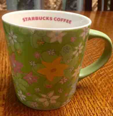 Starbucks 2005 Collectible Coffee Mug Cup Green Flowers Spring Floral 16 oz MINT - Sold on eBay Feb, 12th 2019 for $6.99