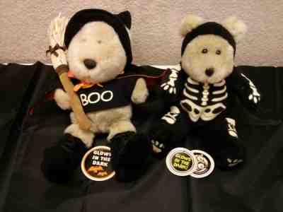 Starbucks Bearista Skeleton 2004 & Boo Halloween Witch 2005 Both Glow InThe Dark - Sold on eBay Feb, 8th 2019 for $6.50