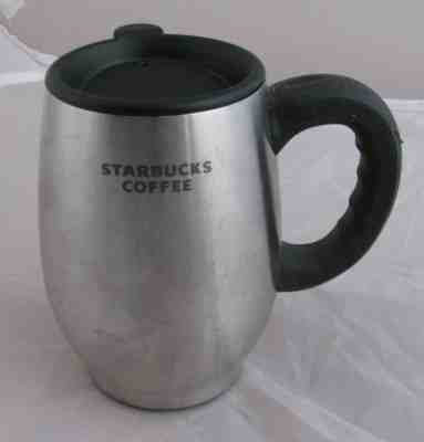 Starbucks 16 oz Stainless Steel Barrel Chubby Shaped Travel Mug With Lid 2006 - Sold on eBay Feb, 13th 2019 for $7.25