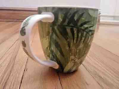 Starbucks Coffee Mug Fern Palm Leaves Tropical 2006 14 Oz Green Wide Brim White