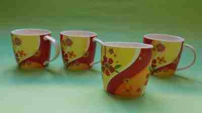 Starbucks Coffee Mugs, Set of 4 Colorful Floral Design From 2007. NEW. - Sold on eBay Feb, 13th 2019 for $40.00