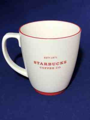 HTF Retired Starbucks 2007 Abbey Tea Coffee Mug 18 Fl Oz White w/Red Trim - Sold on eBay Feb, 12th 2019 for $10.99