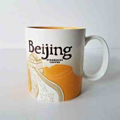 STARBUCKS 16oz Beijing Coffee Mug Global City Yellow Collector Series 2008 Cups - Sold on eBay Feb, 12th 2019 for $15.00