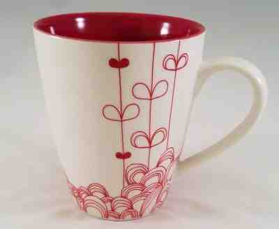 Starbucks 2009 Valentines Love Heartstrings Bone China Cup Mug Red White Coffee - Sold on eBay Feb, 4th 2019 for $11.75