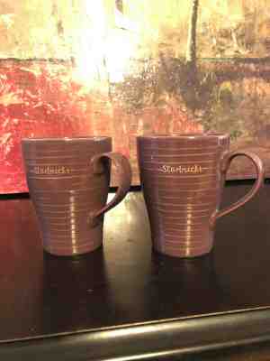2 STARBUCKS 2009 12 OZ DESIGN HOUSE STOCKHOLM PLUM PURPLE RIBBED COFFEE MUG Euc - Sold on eBay Feb, 4th 2019 for $15.11