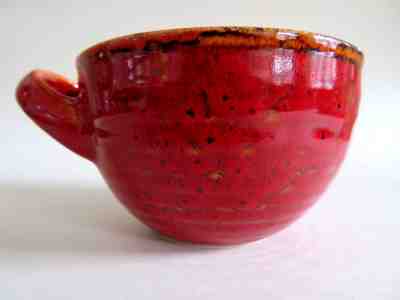 RED STARBUCKS COFFEE  Mug Cup Hand Painted  Ribbed 8 OZ 2011 Tea Soup Cocoa - Sold on eBay Feb, 13th 2019 for $15.00