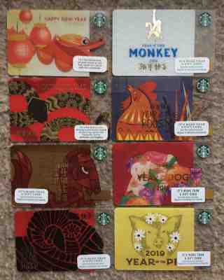 CHINESE NEW YEAR GIFT CARDS (STARBUCKS) 2012-2019 - ALL NEW & UNUSED  - Sold on eBay Feb, 6th 2019 for $15.99