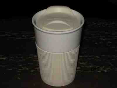 STARBUCKS VIA SNOWFLAKE CERAMIC / RIBBED RUBBER GRIP 8 OZ TRAVEL TUMBLER (2013)  - Sold on eBay Feb, 12th 2019 for $28.50