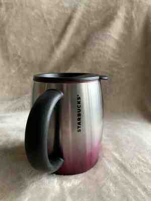 Starbucks 2013 Stainless Steel Two Tone Silver/Magenta Barrel Mug 14oz. Tumbler! - Sold on eBay Feb, 11th 2019 for $26.99