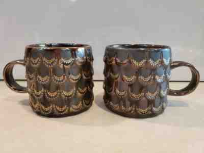 Set of 2 Starbucks 2015 Anniversary Siren Mermaid Golden Scales Coffee Mug 10oz - Sold on eBay Feb, 13th 2019 for $17.95