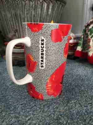Starbucks 2015 Dot Series Red Poppy Flower Coffee Mug Tea Cup 16 Oz 473ml  - Sold on eBay Feb, 13th 2019 for $5.50