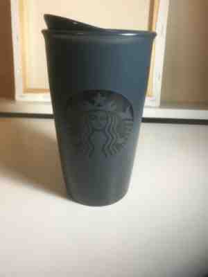 2015 STARBUCKS Matte Dark BlueTravel Mug Ceramic 12 oz Lid Siren LOGO - Sold on eBay Feb, 10th 2019 for $35.00
