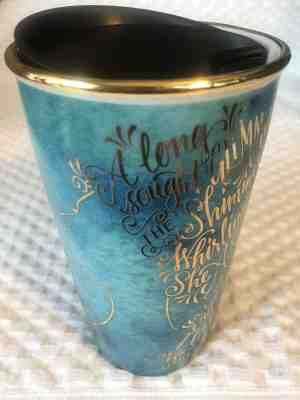 Starbucks Coffee Travel Tumbler With Lid 2016 Ceramic Cup 12 Oz Blue Green Gold - Sold on eBay Feb, 13th 2019 for $20.00