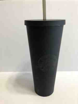 Starbucks MATTE BLACK 24 OZ Tumbler Cup Plastic Straw Cold Drink 2017 - Sold on eBay Feb, 10th 2019 for $15.00