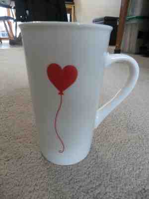 Starbucks 2017 Latte Mug, White with Red Heart Balloon - Sold on eBay Feb, 10th 2019 for $9.95