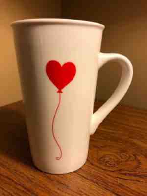 STARBUCKS 2017 VALENTINES WHITE WITH HEART BALLOON LATTE MUG - Sold on eBay Feb, 10th 2019 for $8.99