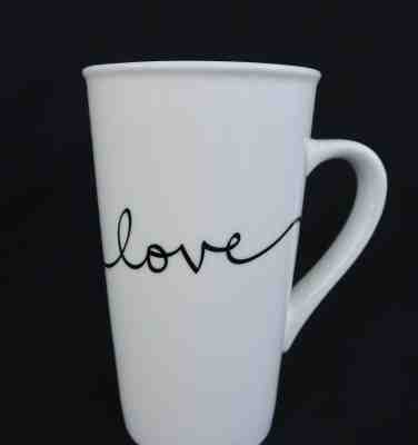 2017 STARBUCKS Tall Latte Handwritten Cursive LOVE Coffee Mug Cup 16 oz White - Sold on eBay Feb, 10th 2019 for $8.99