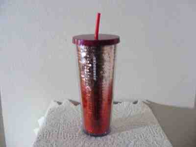NEW STARBUCKS 2018 SEQUIN RED TRAVEL CUP TUMBLER W/ STRAW 24 oz  - Sold on eBay Feb, 13th 2019 for $10.00