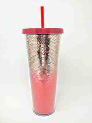 Starbucks 2018 Red Rose Gold Holiday Sequin Glitter Ombré Tumbler 24 oz New  - Sold on eBay Feb, 13th 2019 for $34.97